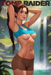 1girls abs ai_assisted ai_generated alternate_breast_size alternate_costume alternate_version_at_source alternate_version_available areola areolae big_breasts bikini bimbo braided_hair breasts brown_eyes brown_hair brown_shorts casual cleavage cover_page detailed detailed_background deviantart deviantart_username eye_contact fair-skinned_female fair_skin female female_focus female_only fit fit_female glistening hourglass_figure human interior kuku kukuyolo lara_croft lara_croft_(ai_generated) lara_croft_(classic) large_breasts light-skinned_female light_skin long_hair long_ponytail looking_at_viewer nipple_slip nipples nipples_visible_through_clothing ponytail shower solo solo_female text title title_page tomb_raider underboob underboob_cutout underboob_shirt voluptuous wet wet_body wet_skin