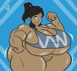 1girls ass avatar_legends big_ass big_breasts big_butt black_hair blue_eyes bottomless clothing female gigantic_breasts hips hyper hyper_muscles hyper_thighs korra looking_at_viewer muscles muscular_female nickelodeon nicktoons smooth_skin smug solo sweetspicymann the_avatar the_legend_of_korra thick_ass thick_thighs water_tribe wide_hips