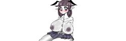 antennae big_breasts big_thighs cute dark_sclera insect_girl insects monster_girl original_character tineola1 wet wet_clothes