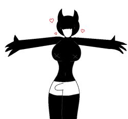 4_fingers :d big_breasts black_and_white black_body black_skin demon_horns dot_eyes erection erection_under_clothes erection_under_clothing friday_night_funkin futanari girl hearts hearts_around_head horns horny_female monochrome open_arms opheebop penis plain_background saltys_sunday_night tagme