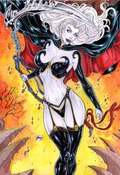 1girls artist_request chaos_comics coffin_comics curvaceous curvy_body curvy_female curvy_figure death_(personification) ed_benes_studio female_focus female_only grim_reaper hi_res high_resolution lady_death legwear long_hair looking_at_viewer queen_of_the_dead solo_female solo_focus underwear voluptuous voluptuous_female white_hair