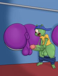 alien alien_kid_(space_jam) ass balls gay kiffy_(artist) male space_jam tagme through_wall