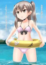 bikini bikini_bottom bikini_top floatie girls_und_panzer homare_(suzu_no_oka) pink_panties pool_toy shimada_arisu standing_in_water water