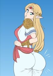 1girls a_link_between_worlds ass ass_in_dress big_ass big_breasts bimbo blonde_hair breasts bubble_butt dat_ass dress_inside_ass female female_only green_eyes huge_ass human hylian large_breasts long_hair looking_back nintendo pants parted_lips parvad pointy_ears princess princess_zelda sensual sideboob solo the_legend_of_zelda thick_thighs thighs voluptuous zelda_(a_link_between_worlds)