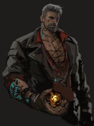 beard dead_by_daylight dopq gay gray_hair male_only muscles pecs tattoo tattoos video_games vittorio_toscano yaoi