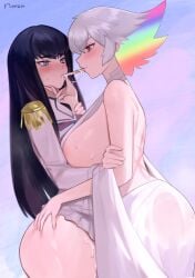 2girls alternate_breast_size artist_signature ass backless_outfit black_hair black_hair_bottom blue_eyes blush breasts choker domination dress female food god_i_wish_that_were_me hi_res hips huge_ass huge_breasts incest kill_la_kill kiryuuin_ragyou kiryuuin_satsuki large_ass light-skinned_female light_hair_on_dark_hair light_skin long_hair mother_and_daughter multicolored_hair multiple_girls norza object_in_mouth pale-skinned_female pale_skin png pocky rainbow_hair school_uniform schoolgirl short_hair simple_background slim_waist thick_thighs thighs top_lift white_hair white_hair_on_black_hair white_hair_top wide_hips yuri