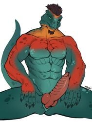 abs absurd_res anthro anthro_only argonian bethesda_softworks erection genitals hi_res looking_at_viewer male male_only muscular muscular_male nude penis scales scalie sitting solo spreen-gei the_elder_scrolls variri video_games