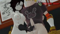 1boy 1girls 3d animated fast_handjob female handjob infected_heart jaune_arc male motion_blur ruby_rose rwby standing_handjob