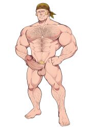 abs arm_hair balls bandana bara blonde_hair chest_hair dick erection feet fire_emblem fire_emblem:_three_houses fire_emblem_three_hopes gay geckobara hands_on_hips hard_on himbo leg_hair male male_focus male_only muscular muscular_male nipples pecs penis proud_of_his_cock pubes raphael_kirsten smiling smiling_at_viewer