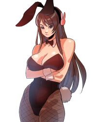 1girls arms_under_breasts big_breasts blue_eyes brown_hair bunny_ears bunny_tail bunnysuit crossed_arms davecavedraws detached_collar female female_only fishnet_pantyhose hi_res long_hair looking_at_viewer neck_ribbon pantyhose sakurajima_mai seishun_buta_yarou_wa_bunny_girl_senpai_no_yume_wo_minai solo white_background wrist_cuffs