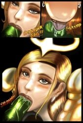 1boy 1girls ballsurfing blizzard_entertainment blonde_hair blowjob comic comic_page fellatio genitals goblin goblin_(warcraft) goblin_male green_skin human human_(world_of_warcraft) interspecies large_breasts large_penis light-skinned_female light_skin luna_(noname55) oral oral_penetration original_character penetration penis penis_in_mouth shina team_blizz tongue tongue_out tongue_out_blowjob warcraft world_of_warcraft