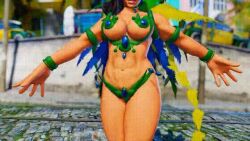 3d animated big_breasts black_hair breasts busty carnaval close-up female female_focus female_only hourglass_figure laura_matsuda long_hair navel repinscourge skimpy skimpy_clothes solo standing street_fighter street_fighter_v tagme video wide_hips