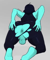 1male anus blue_body blue_skin color deltarune femboy kris_(deltarune) male_only presenting presenting_anus presenting_hindquarters ripped_clothing spread_anus spread_legs twink wetwasabi