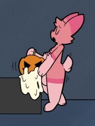 3:4 absurd_res anthro balls bodily_fluids bottom_heavy_femboy cherry_(knotthatbun) closed_eyes cum cum_in_pumpkin excessive_cum excessive_genital_fluids food food_fetish food_play fruit fur furry furry_only genital_fluids genitals grape_ad hi_res jack-o'-lantern lagomorph leporid looking_pleasured male male_only mammal open_mouth pink_body pink_fur plant pumpkin_sex rabbit solo tail