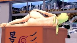 1girls ass barefoot big_ass blonde_hair completely_nude completely_nude_female desk effineffer feet female female_only full_body laying_on_desk naked naked_female naruto nude nude_female presenting presenting_ass solo solo_female tsunade