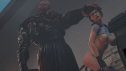 3d ahe_gao anal anal_sex areolae ass ass_up big_ass bigger_male bottomless brown_hair double_penetration exposed_breasts from_behind hand_on_head jill_valentine jill_valentine_(sasha_zotova) monster nemesis_(resident_evil) nipples open_mouth pants_down policewoman resident_evil resident_evil_3 resident_evil_3_remake shirt_up short_hair size_difference smaller_female tentacle tentacle_sex thick_ass thick_thighs tongue tongue_out vaginal_penetration vaginal_sex voluptuous wide_hips winterssfm