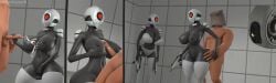 3d_(artwork) 4k absurd_res anthro armor ass big_breasts big_butt black_body black_skin bodily_fluids bodysuit breasts clothing collar crossover cum dark_body dark_skin digital_media_(artwork) female genital_fluids glados glados_(central_core) group gun headgear helmet hi_res huge_breasts huge_butt human humanoid machine male male/female mammal nude nude_female petplay portal_(series) ranged_weapon red_eyes repost robot robot_humanoid roleplay sex skinsuit soldier soldierhunterm source_filmmaker standing standing_sex thick_thighs tight_clothing turret turret_(portal) turret_gal_(soldierhunterm) valve video_games warrior weapon