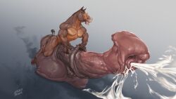 16:9 1boy anthro balls big_balls big_penis bodily_fluids brown_balls brown_body brown_eyes brown_nipples brown_penis cum cum_on_ground cumshot ejaculation equid equine erection full-length_portrait genital_fluids genitals glistening glistening_eyes hi_res horse huge_balls huge_cock hyper hyper_balls hyper_genitalia hyper_penis laser_(artist) male male_only mammal medial_ring nipples nude on_ground open_mouth penis portrait red_penis red_tongue signature solo teeth three-quarter_view tongue vein veiny_penis widescreen