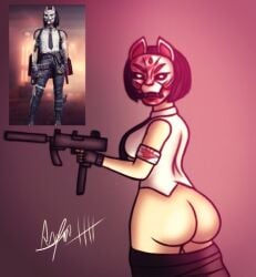 angelindieart14 asian ass bandage big_butt blood call_of_duty call_of_duty_black_ops_cold_war formal_clothes kitsune_(cod) mask tie weapon white_eyes