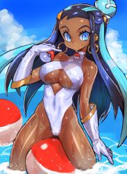 big_breasts binelu01 dakusuta nessa_(pokemon) pokemon pokemon_ss sideboob swimsuit tagme