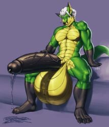 2019 4_toes anthro balls big_balls big_penis black_nose black_penis bodily_fluids canid canine digital_media_(artwork) dragon dripping erection excessive_genital_fluids excessive_precum facial_markings feet fox genital_fluids genitals gloves_(marking) green_body green_eyes hair hand_on_penis head_markings hi_res huge_balls huge_cock humanoid_genitalia humanoid_penis hybrid hyper hyper_balls hyper_genitalia hyper_penis jin_(jindragowolf) jindragowolf leg_markings looking_at_viewer male mammal markings muscular muscular_anthro muscular_male nipples nude penis precum precum_drip scalie signature simple_background sitting smile socks_(marking) solo toes vein veiny_penis white_hair