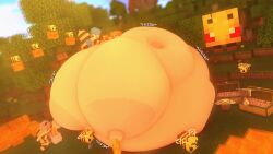 3d alex_(minecraft) areolae bee bee_(minecraft) breasts cappuccinodrinker cumflation fat female green_eyes honey honey_lactation hyper hyper_belly hyper_breasts hyper_fat inflation lactation light-skinned_female light_skin minecraft nipples overweight red_hair spherical_inflation sunken_head sunken_limbs