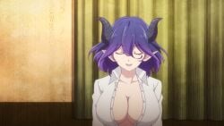 anime_screencap breast_focus cleavage demon_girl demon_horns horns huge_breasts kinsou_no_vermeil mature_female monster_girl screencap screenshot succubus vermeil vermeil_(kinsou_no_vermeil) vermeil_in_gold