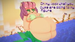 3d cala_maria cappuccinodrinker cuphead_(game) fat female hyper hyper_fat implied_vore light-skinned_female light_skin macro mine-imator minecraft nipple_slip nipples overweight water