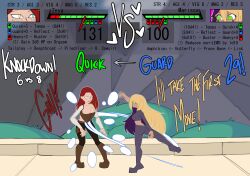 damage_numbers gameplay_mechanics health_bar iomanalack marissa_(npc5554) npc5554 sexfight tagme trial_of_jure zeya_(npc5554)