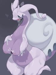 1girls anthro areolae blush breasts drooling female female_only goodra grey_background grey_eyes heart hi_res hisuian_goodra kame_3 kneeling looking_at_viewer nintendo nipples pokémon_(species) pokemon pokemon_(species) saliva saliva_on_breasts smiling smiling_at_viewer solo spiral_eyes thick_thighs voluptuous