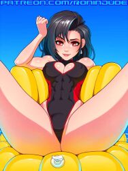 black_one-piece_swimsuit black_swimsuit final_fantasy final_fantasy_vii floatie legs_apart legs_up leotard one-piece_swimsuit ronindude swimsuit swimwear tagme tifa_lockhart water