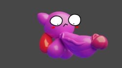 3d_(artwork) balls big_balls big_penis blush digital_media_(artwork) genitals grey_background hi_res kirby kirby_(series) looking_at_genitalia looking_at_penis looking_down male nintendo penis pink_body simple_background solo superiorfox vein veiny_penis video_games waddling_head