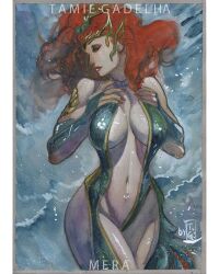 1girls aquaman_(series) breasts cleavage curvaceous curvy dc dc_comics digital_drawing_(artwork) digital_media_(artwork) digital_painting_(artwork) female female_only hips legs light-skinned_female light_skin lips mera red_hair tamiegadelha top_heavy voluptuous watercolor_(artwork) wide_hips