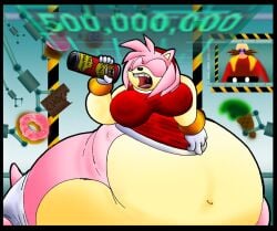 1girls amy_rose anthro belly breast chips_(food) chocolate_bar closed_eyes donut dr_robotnik dress fat female female_focus female_only furry hairband hedgehog hedgehog_humanoid hips large_breasts male obese obese_female overweight overweight_female panties pear_shaped pink_fur pink_hair pringles sega short_dress small_dress snack sonic_(series) sonic_the_hedgehog_(series) stomach underwear virus-20 wide_hips