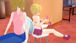 1boy 1girls 3d bunny-home clothed clothing crossdressing duo female femboy fetish fully_clothed male masturbation mother_and_son self_upload toy transformation trap wedge_heels