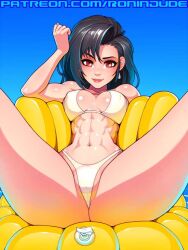 bikini final_fantasy final_fantasy_vii floatie legs_apart legs_up ronindude swimsuit swimwear tagme tifa_lockhart water white_bikini