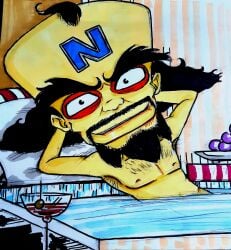 beard cartoony crash_(series) crash_bandicoot_(series) doctor_neo_cortex looking_at_viewer male male_only toony