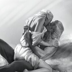 1boy 1girls a_song_of_ice_and_fire canon_couple daemon_targaryen emma_d'arcy female_on_top foreplay game_of_thrones house_of_the_dragon house_targaryen incest kissing lucife56 matt_smith monochrome rhaenyra_targaryen uncle_and_niece undressing_partner