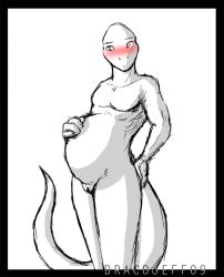 andromorph anthro blush cuntboy dracojeff genitals hand_on_butt hand_on_stomach intersex looking_at_viewer pregnant pregnant_andromorph pregnant_cuntboy pregnant_intersex pussy reptile scalie solo xianos