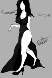 clothed clothing creepypasta dario_loco_ dress faceless faceless_female female female_only legs milf party rule_63 slenderman slenderwoman solo standing walking.