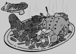 cannibalism commission cookie_run cooking_vore espresso_cookie food gore madeleine_cookie male meat no_color poltergush roast vore