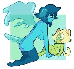 age_difference animal_ears animal_tail lapis_lazuli_(steven_universe) peridot_(steven_universe) petplay poltergush size_difference steven_universe