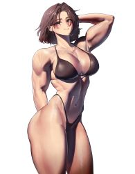 1girls 2022 armpits athletic athletic_female big_breasts breasts cleavage female female_only fit fit_female ghdwid human light-skinned_female light_skin looking_at_viewer muscular muscular_female navel short_hair smile solo solo_female solo_focus thick_thighs wide_hips