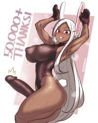 1futa animal_ears ass big_ass big_breasts breasts brown_skin clothed clothing dark-skinned_futanari dark_skin erection futa_only futanari highleg_leotard hips huge_breasts huge_cock humanoid humanoid_penis kemonomimi leotard long_hair miruko mostly_clothed my_hero_academia nicecream penis rabbit_ears red_eyes rumi_usagiyama slim_waist smile solo standing sweat thick_thighs thighs white_hair wide_hips