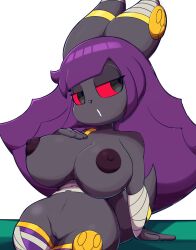 absurd_res anthro big_breasts black_body breasts clothing eeveelution female generation_2_pokemon genitals greepurl hair hi_res legwear looking_at_viewer nintendo open_mouth pokemon pokemon_(species) pokemorph purple_hair pussy red_eyes solo umbreon video_games