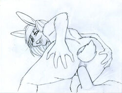 2010 anthro bent_over female from_behind fur furry lagomorph lizebra male nude penetration penis pussy rabbit sex sketch spreading straight vaginal_penetration