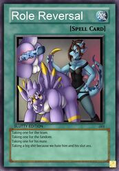 1boy 1girl 1girls blue brown_hair dildo dominatrix dragon dragoneer_(character) female female_penetrating female_penetrating_male hair hida male male_penetrated pegging purple raised_tail sciggles sex_toy strap-on strapon tail taken_from_behind yu-gi-oh!