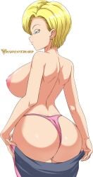 1girls alternate_version_available android_18 areolae ass ass_focus big_ass big_breasts blonde_hair blue_eyes breasts bubble_ass bubble_butt byghosteduard dat_ass dragon_ball dragon_ball_super dragon_ball_super_super_hero earrings female female_only hair huge_ass huge_breasts large_ass mature mature_female mature_woman nipples panties panties_down pants pants_down pink_panties sideboob solo solo_female topless