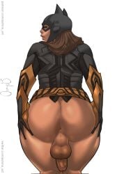 1futa anus ashino_art ass back back_view balls barbara_gordon batgirl batman_(series) big_penis bottomless brown_hair clothed clothing dark-skinned_futanari dark_skin dc dc_comics dickgirl erection futa_only futa_sans_pussy futanari huge_ass human long_hair looking_back partially_clothed penis perineum perineum_bulge solo spread_anus spread_ass standing taint thick_thighs wide_hips