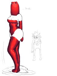 1boy 1girls big_ass big_breasts don't_hug_me_i'm_scared dreamscreep female female_focus leotard red_guy_(dhmis) rule_63 thick_thighs thighhighs tight_clothing yellow_guy_(dhmis)